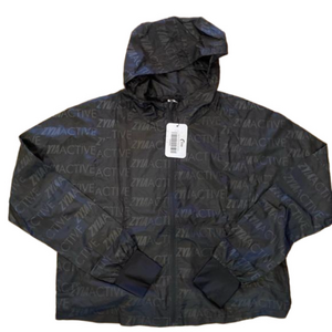 ZYIA Black Hooded Lightweight Jacket with Subtle Logo Print
